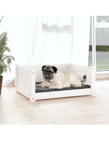 Cuccia per Cani Bianca 65,5x50,5x28cm in Legno Massello di Pino
