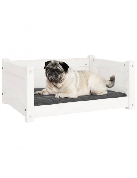 Cuccia per Cani Bianca 65,5x50,5x28cm in Legno Massello di Pino