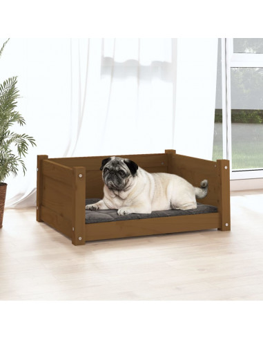 Cuccia per Cani Miele 65,5x50,5x28cm in Legno Massello di Pino