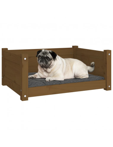 Cuccia per Cani Miele 65,5x50,5x28cm in Legno Massello di Pino