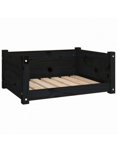 Cuccia per Cani Nera 65,5x50,5x28cm in Legno Massello di Pino