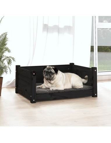 Cuccia per Cani Nera 65,5x50,5x28cm in Legno Massello di Pino