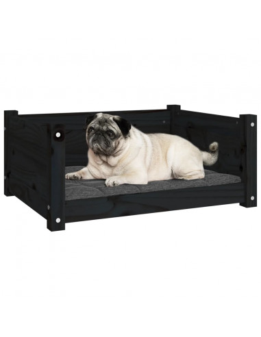 Cuccia per Cani Nera 65,5x50,5x28cm in Legno Massello di Pino