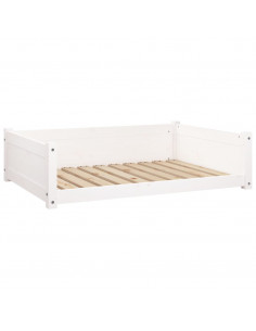 Cuccia per Cani Bianca 95,5x65,5x28cm in Legno Massello di Pino 2