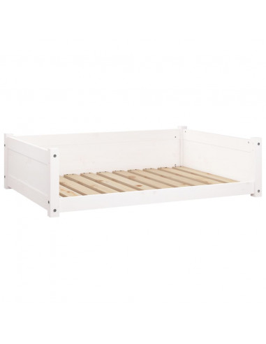 Cuccia per Cani Bianca 95,5x65,5x28cm in Legno Massello di Pino