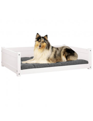 Cuccia per Cani Bianca 95,5x65,5x28cm in Legno Massello di Pino