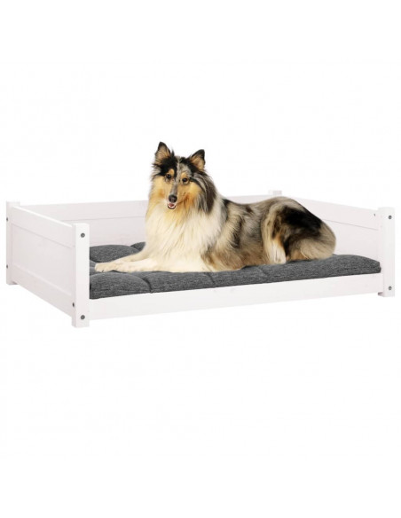Cuccia per Cani Bianca 95,5x65,5x28cm in Legno Massello di Pino