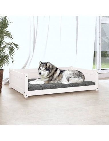 Cuccia per Cani Bianca 105,5x75,5x28 cm Legno Massello di Pino