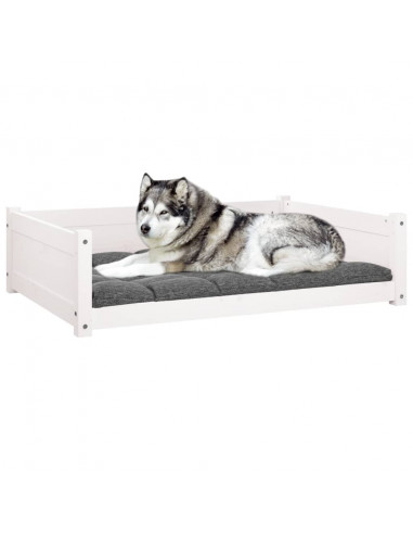 Cuccia per Cani Bianca 105,5x75,5x28 cm Legno Massello di Pino