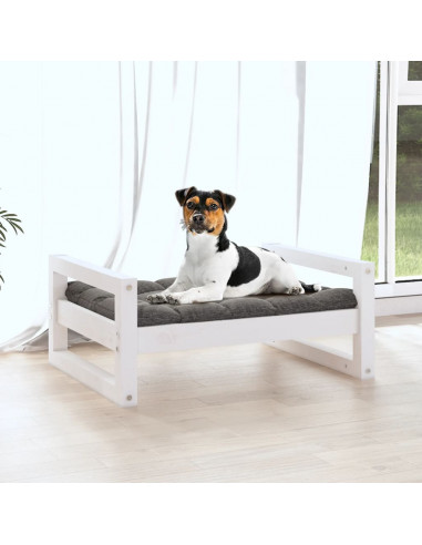 Cuccia per Cani Bianca 55,5x45,5x28cm in Legno Massello di Pino