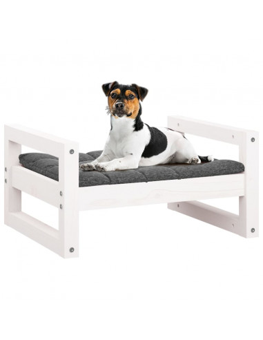 Cuccia per Cani Bianca 55,5x45,5x28cm in Legno Massello di Pino