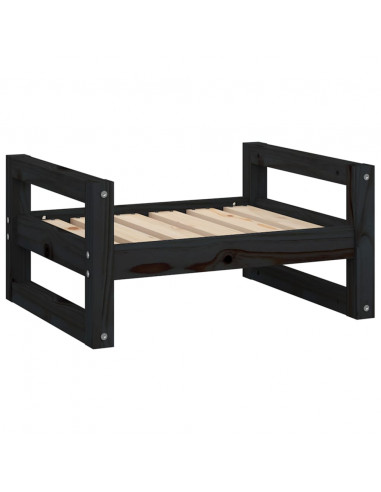 Cuccia per Cani Nera 55,5x45,5x28cm in Legno Massello di Pino