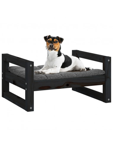 Cuccia per Cani Nera 55,5x45,5x28cm in Legno Massello di Pino