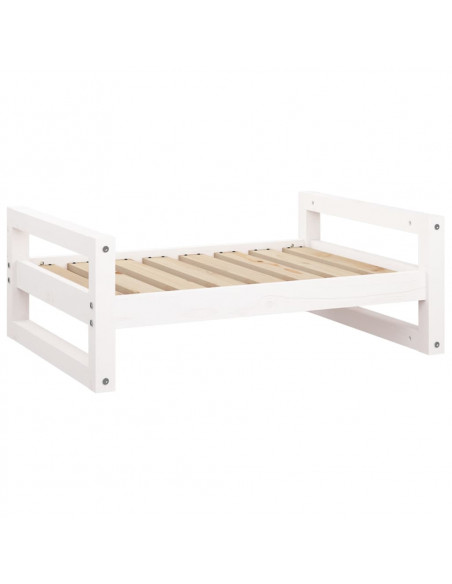 Cuccia per Cani Bianca 75,5x55,5x28cm in Legno Massello di Pino