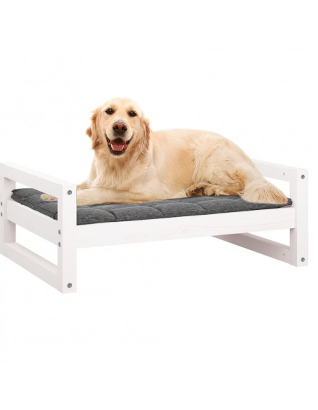 Cuccia per Cani Bianca 75,5x55,5x28cm in Legno Massello di Pino
