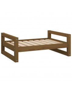 Cuccia per Cani Miele 75,5x55,5x28cm in Legno Massello di Pino 2