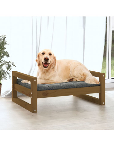 Cuccia per Cani Miele 75,5x55,5x28cm in Legno Massello di Pino