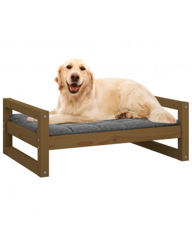 Cuccia per Cani Miele 75,5x55,5x28cm in Legno Massello di Pino