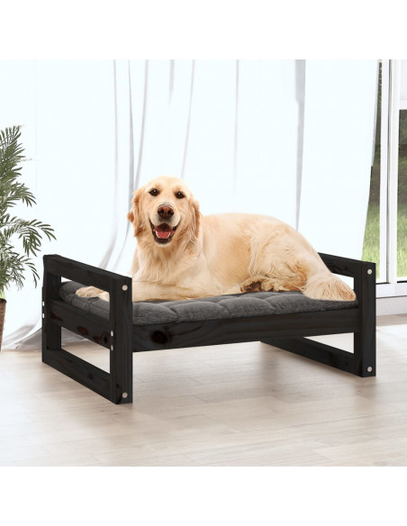 Cuccia per Cani Nera 75,5x55,5x28cm in Legno Massello di Pino