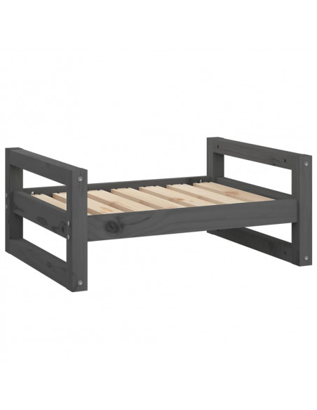 Cuccia per Cani Grigia 65,5x50,5x28cm in Legno Massello di Pino