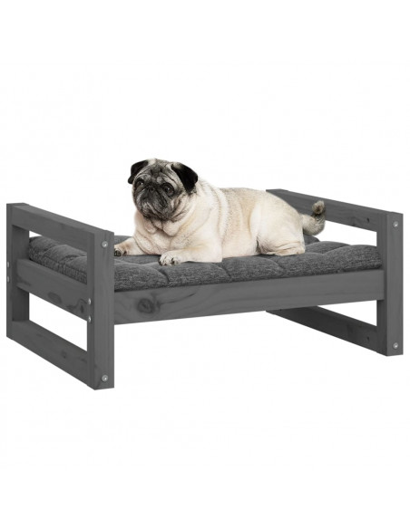 Cuccia per Cani Grigia 65,5x50,5x28cm in Legno Massello di Pino