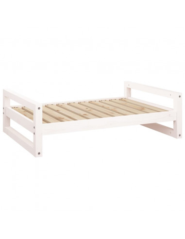Cuccia per Cani Bianca 95,5x65,5x28cm in Legno Massello di Pino