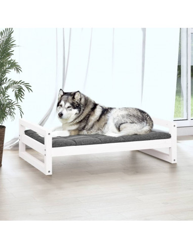Cuccia per Cani Bianca 105,5x75,5x28 cm Legno Massello di Pino