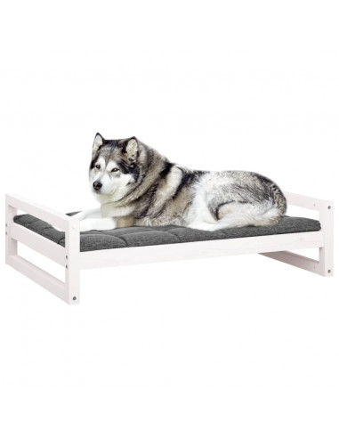 Cuccia per Cani Bianca 105,5x75,5x28 cm Legno Massello di Pino