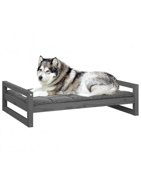 Cuccia per Cani Grigia 105,5x75,5x28 cm Legno Massello di Pino