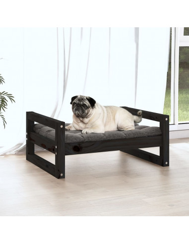 Cuccia per Cani Nera 65,5x50,5x28cm in Legno Massello di Pino