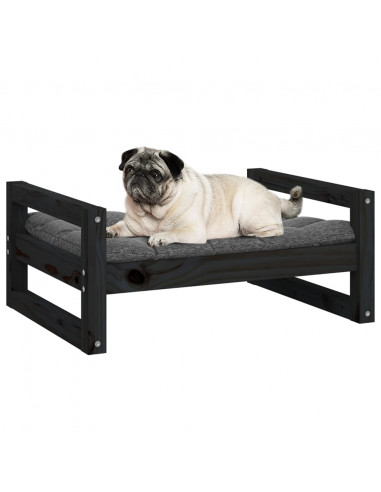Cuccia per Cani Nera 65,5x50,5x28cm in Legno Massello di Pino