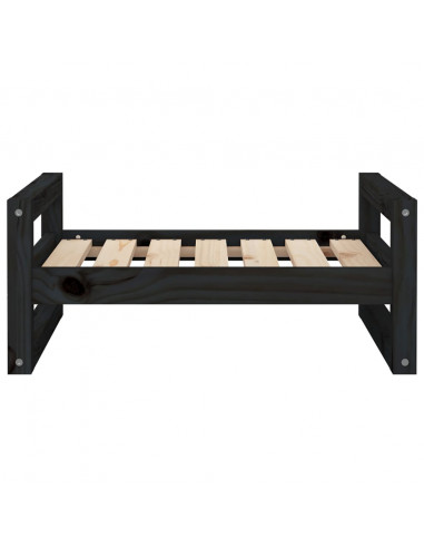 Cuccia per Cani Nera 65,5x50,5x28cm in Legno Massello di Pino