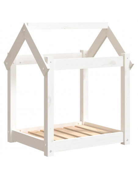 Cuccia per Cani Bianca 61x50x70 cm in Legno Massello di Pino