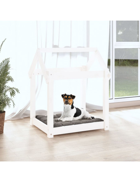 Cuccia per Cani Bianca 61x50x70 cm in Legno Massello di Pino