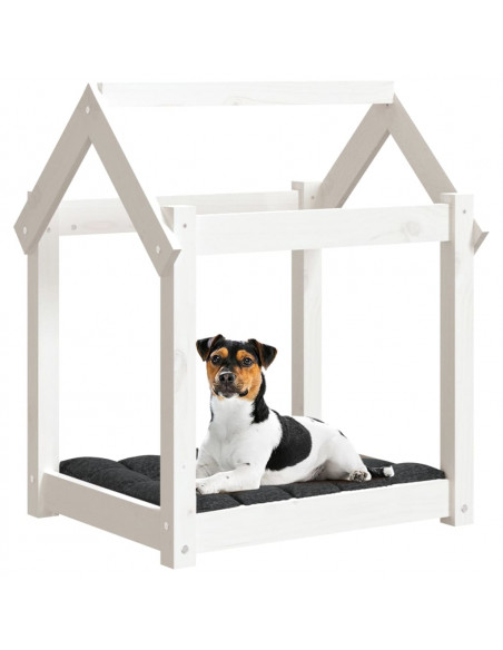 Cuccia per Cani Bianca 61x50x70 cm in Legno Massello di Pino