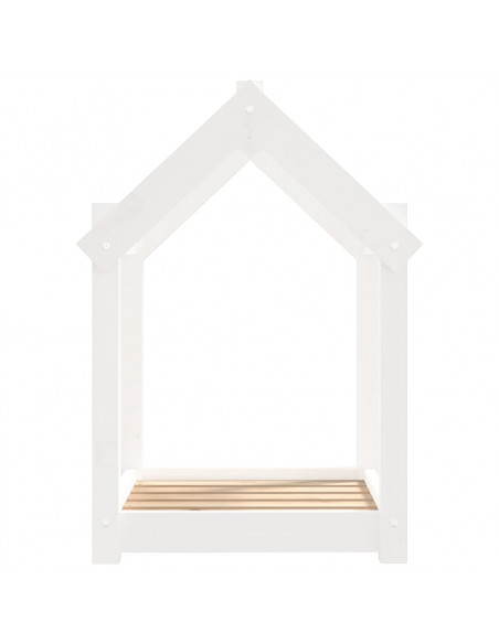 Cuccia per Cani Bianca 61x50x70 cm in Legno Massello di Pino