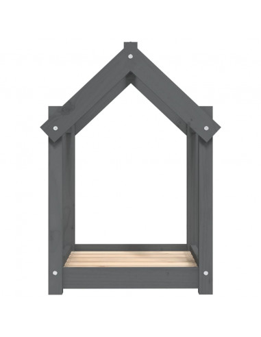 Cuccia per Cani Grigia 61x50x70  cm in Legno Massello di Pino
