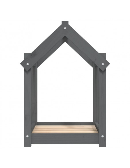 Cuccia per Cani Grigia 61x50x70  cm in Legno Massello di Pino