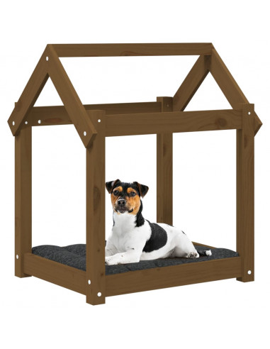 Cuccia per Cani Miele 61x50x70 cm in Legno Massello di Pino