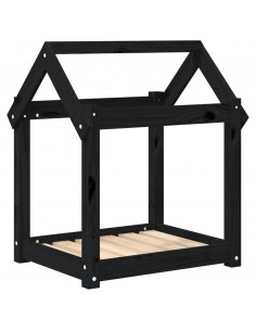 Cuccia per Cani Nera 61x50x70 cm in Legno Massello di Pino 2