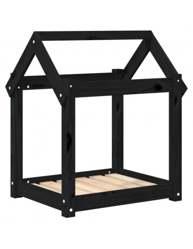 Cuccia per Cani Nera 61x50x70 cm in Legno Massello di Pino