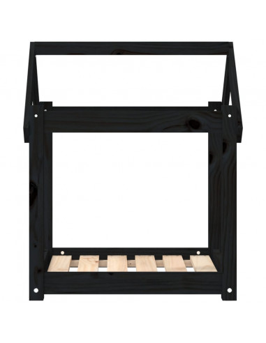 Cuccia per Cani Nera 61x50x70 cm in Legno Massello di Pino