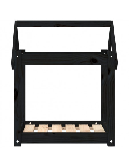 Cuccia per Cani Nera 61x50x70 cm in Legno Massello di Pino