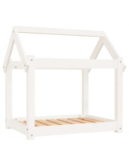 Cuccia per Cani Bianca 71x55x70 cm in Legno Massello di Pino