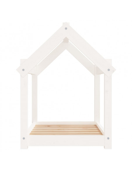 Cuccia per Cani Bianca 71x55x70 cm in Legno Massello di Pino