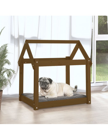 Cuccia per Cani Miele 71x55x70 cm in Legno Massello di Pino