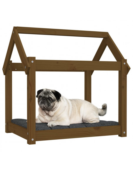 Cuccia per Cani Miele 71x55x70 cm in Legno Massello di Pino