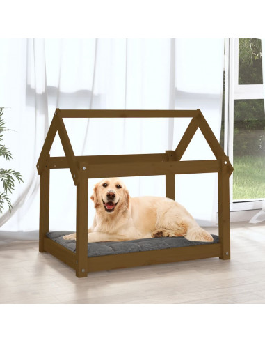 Cuccia per Cani Miele 81x60x70 cm in Legno Massello di Pino