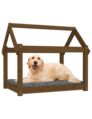 Cuccia per Cani Miele 81x60x70 cm in Legno Massello di Pino