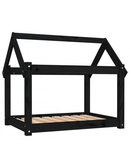 Cuccia per Cani Nera 81x60x70 cm in Legno Massello di Pino